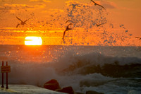 sea spray at sunrise
